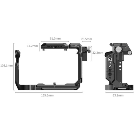 SmallRig 6776 - klatka do Sony FX5 (HawkLock, Arca-Swiss, zacisk kabla) - wymiary